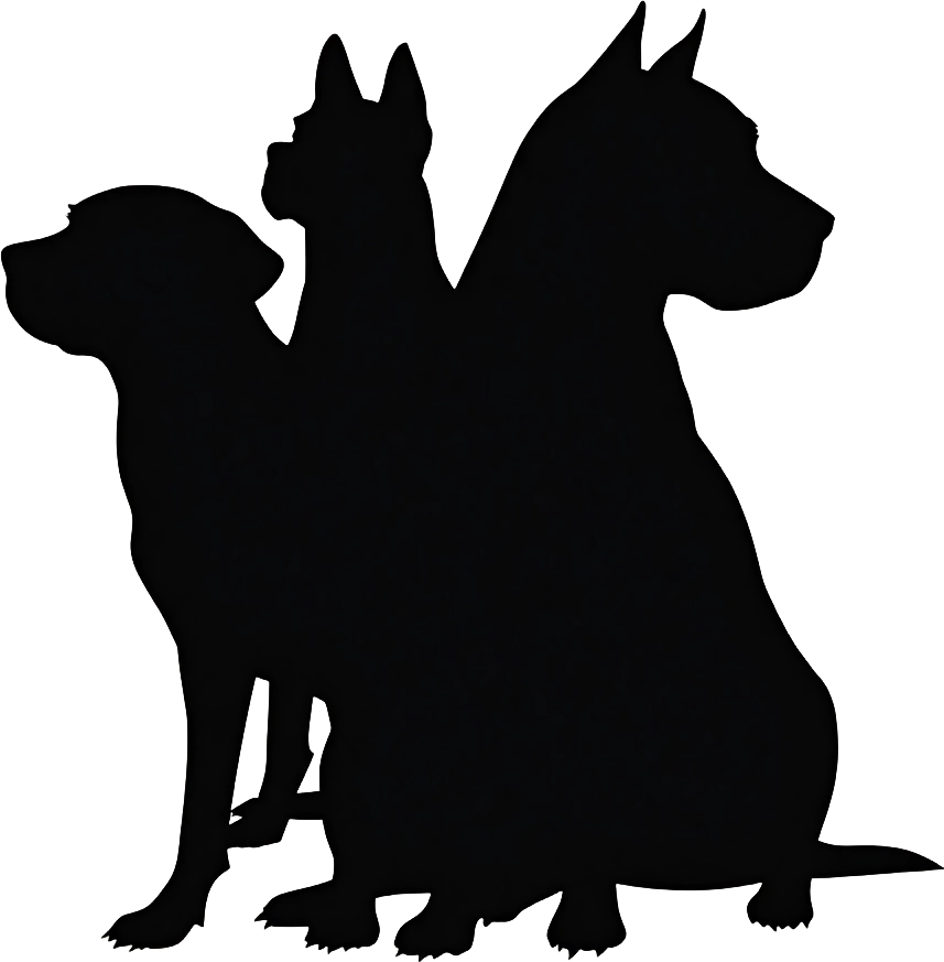 Silhouette of Three Dogs